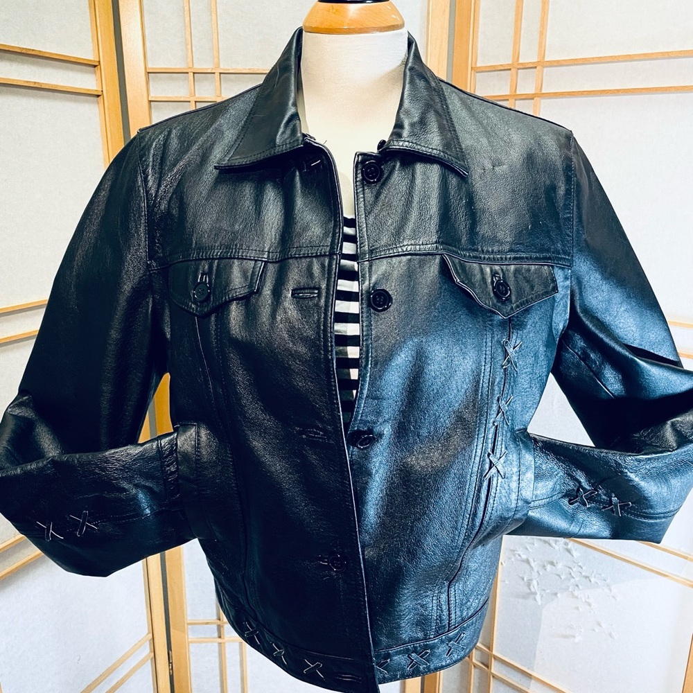 Black Leather Jacket Womens size L